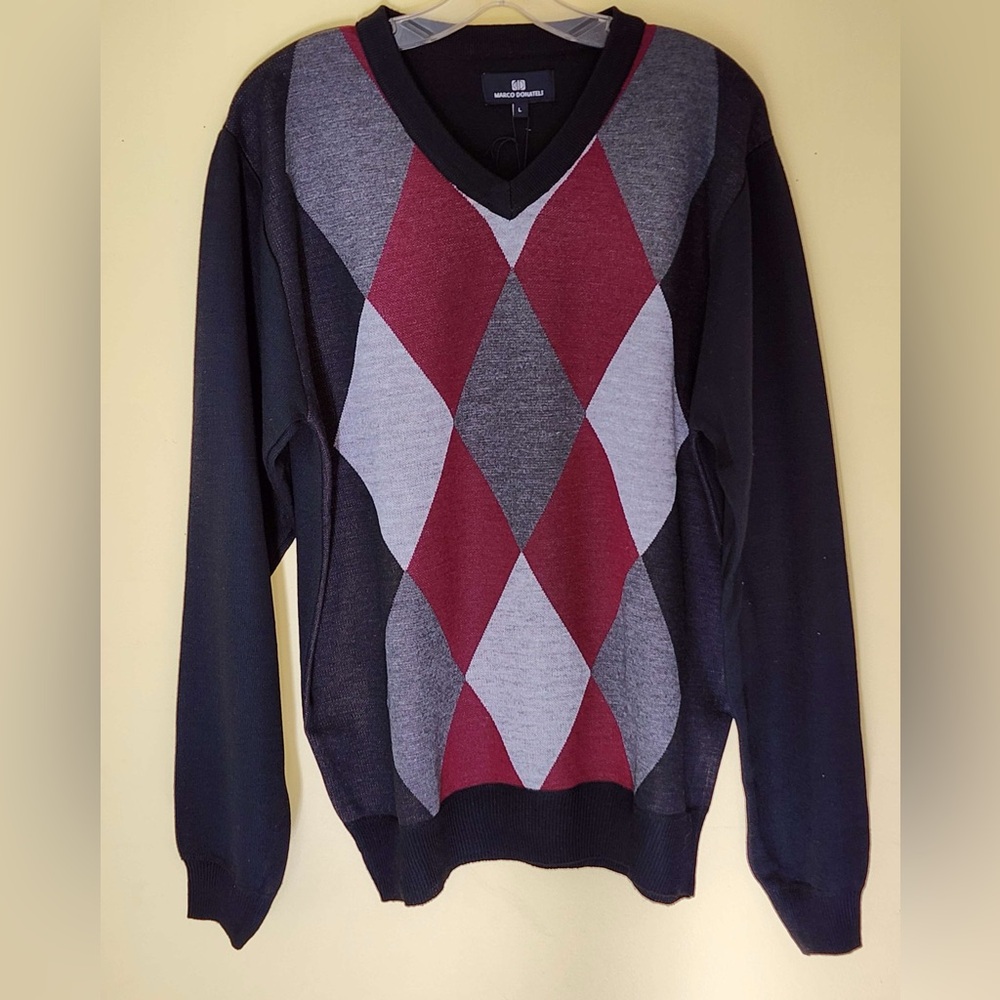 L Marco Donateli Men's Gray and Red Sweater